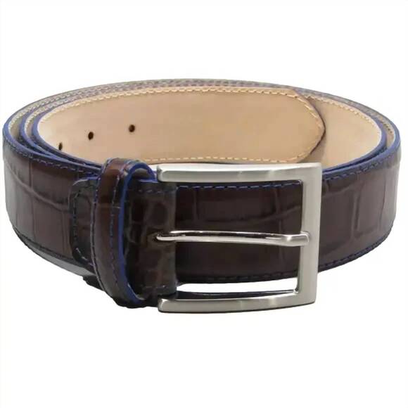 NEW FRESCO GOLF men's leather embossed belt in brown blue